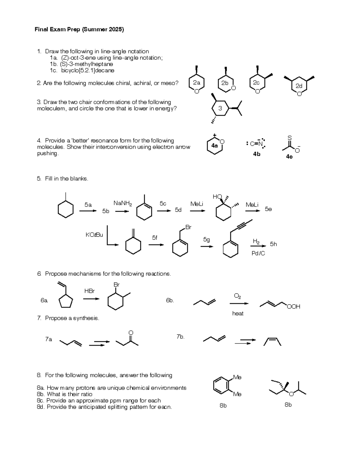 Orgo 1 Final Exam Prep (Summer 2025) Study Guide - Studocu
