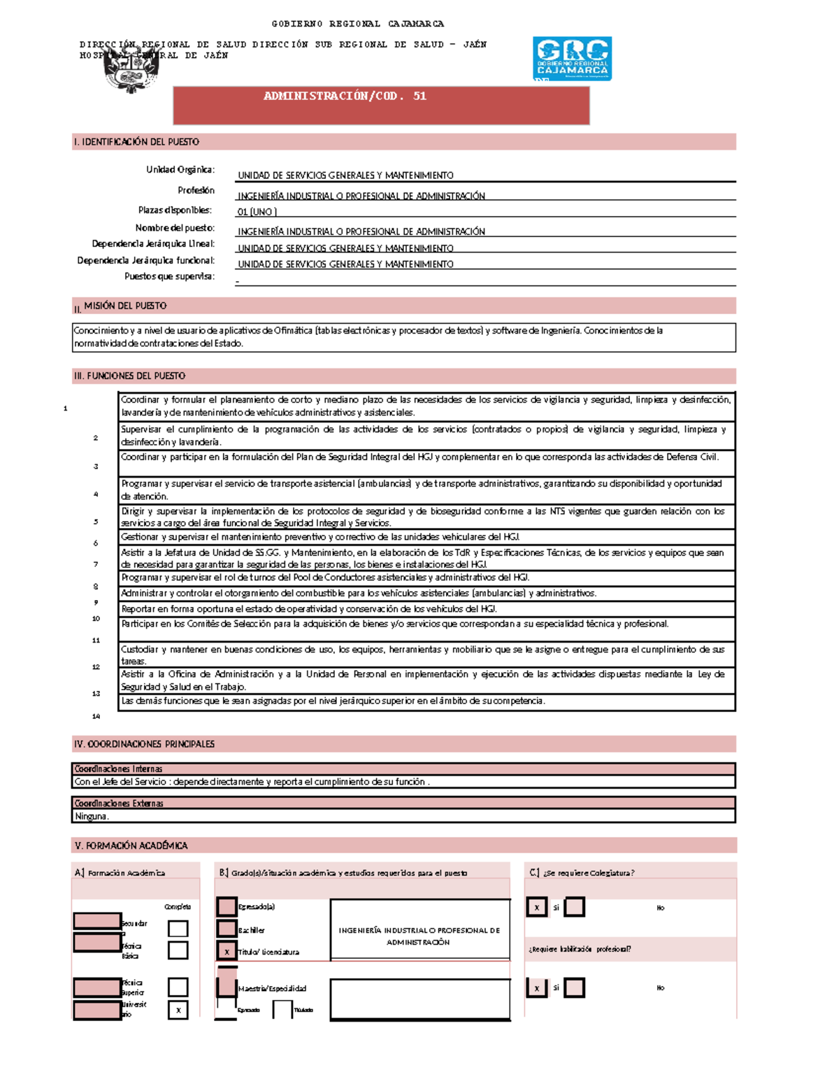 Trabajo de Gestión Grupal - Perfil del Puesto Ingeniero Industrial - Document Preview