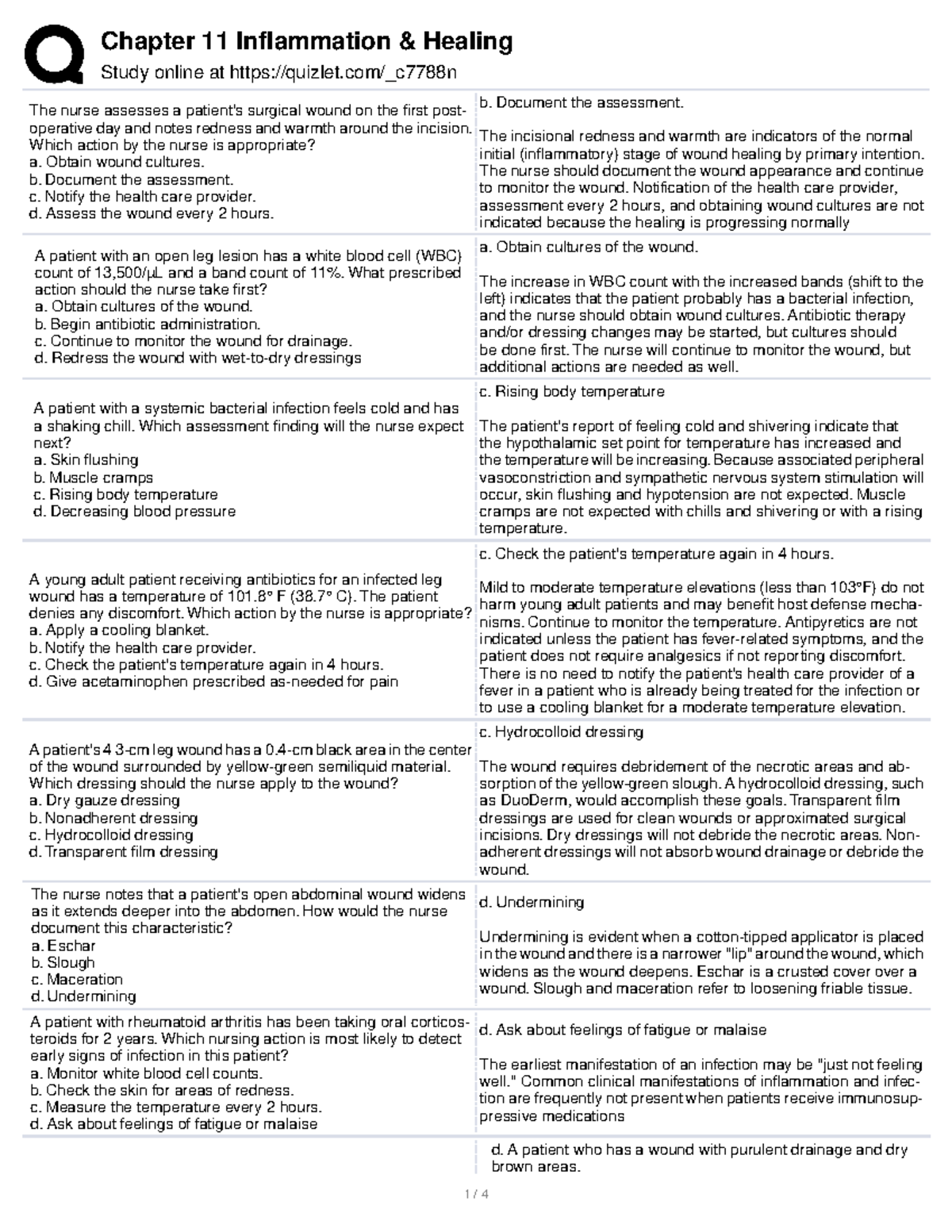 C11 - Nursing Final Exam Notes on Wound Care and Infection Management ...