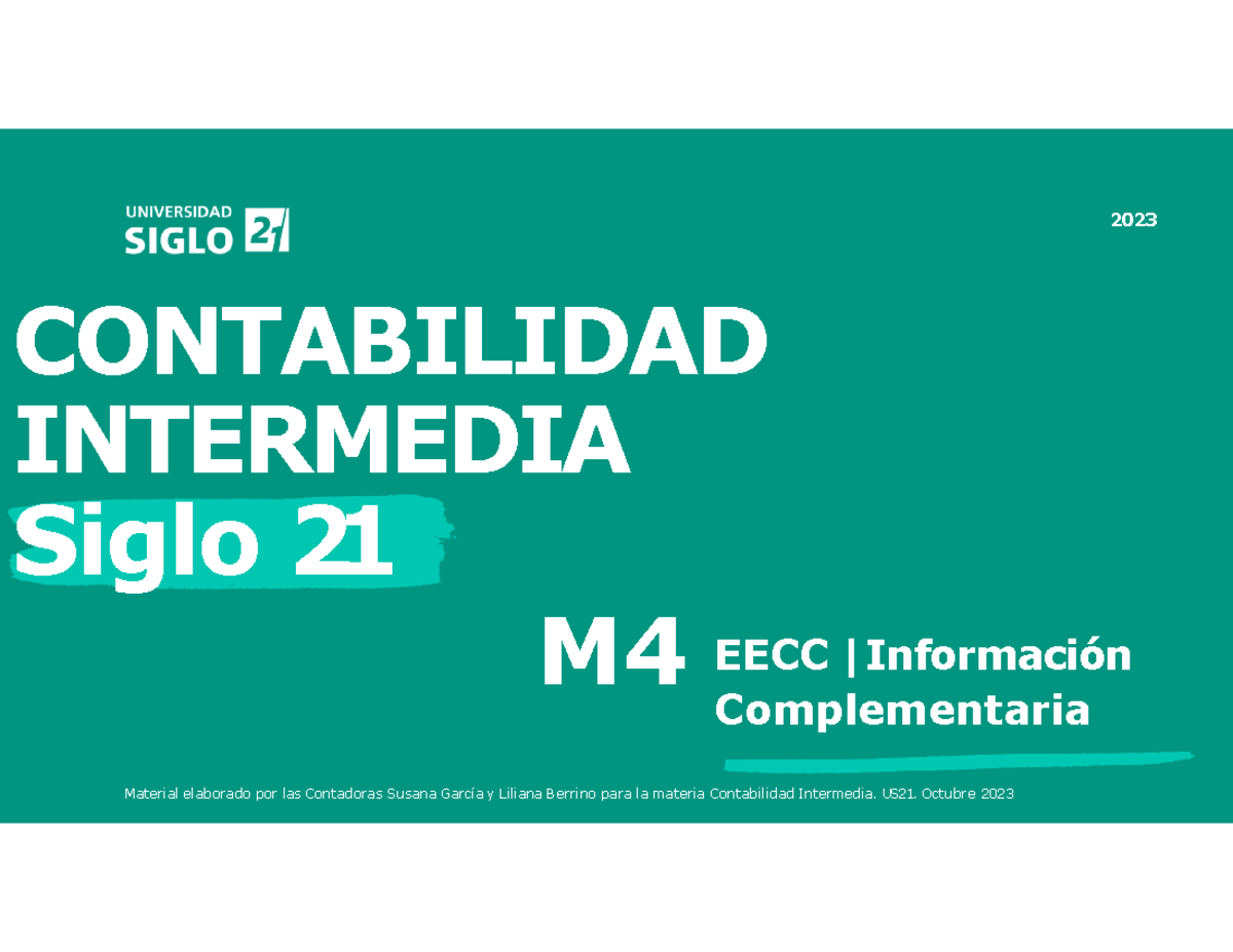Contabilidad Intermedia US21: Conferencia TP4 Información ...