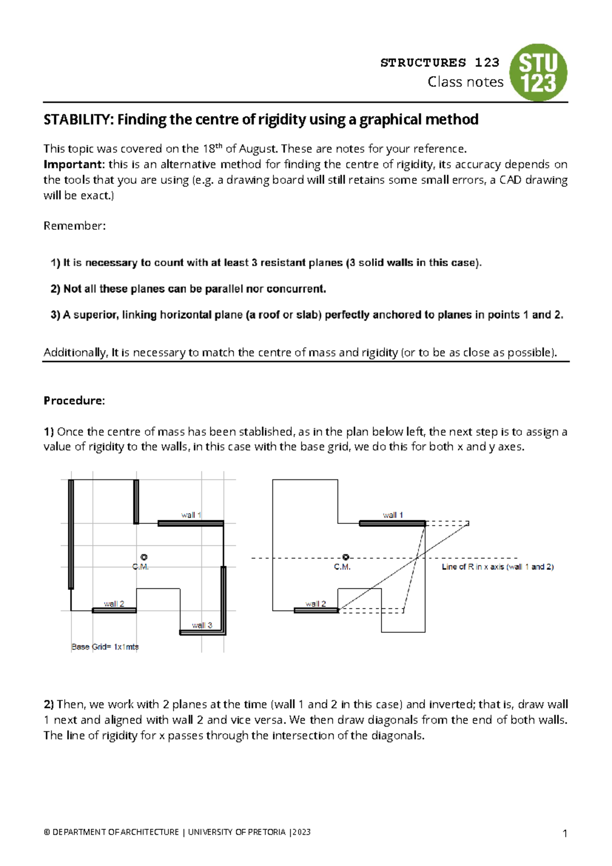 STRUCTURES 123 Class Notes: Centre of Rigidity Graphical Method - Studocu