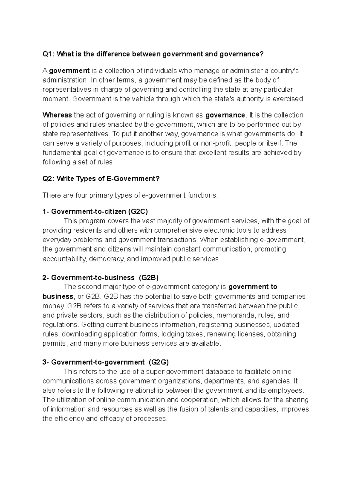 'E-Goverment (1)' - E-Goverment HW - Q1: What is the difference between ...
