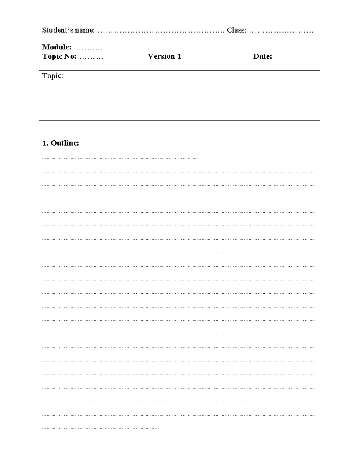 Writing Paper Template - Class Module Outline & Essay Guide - Studocu