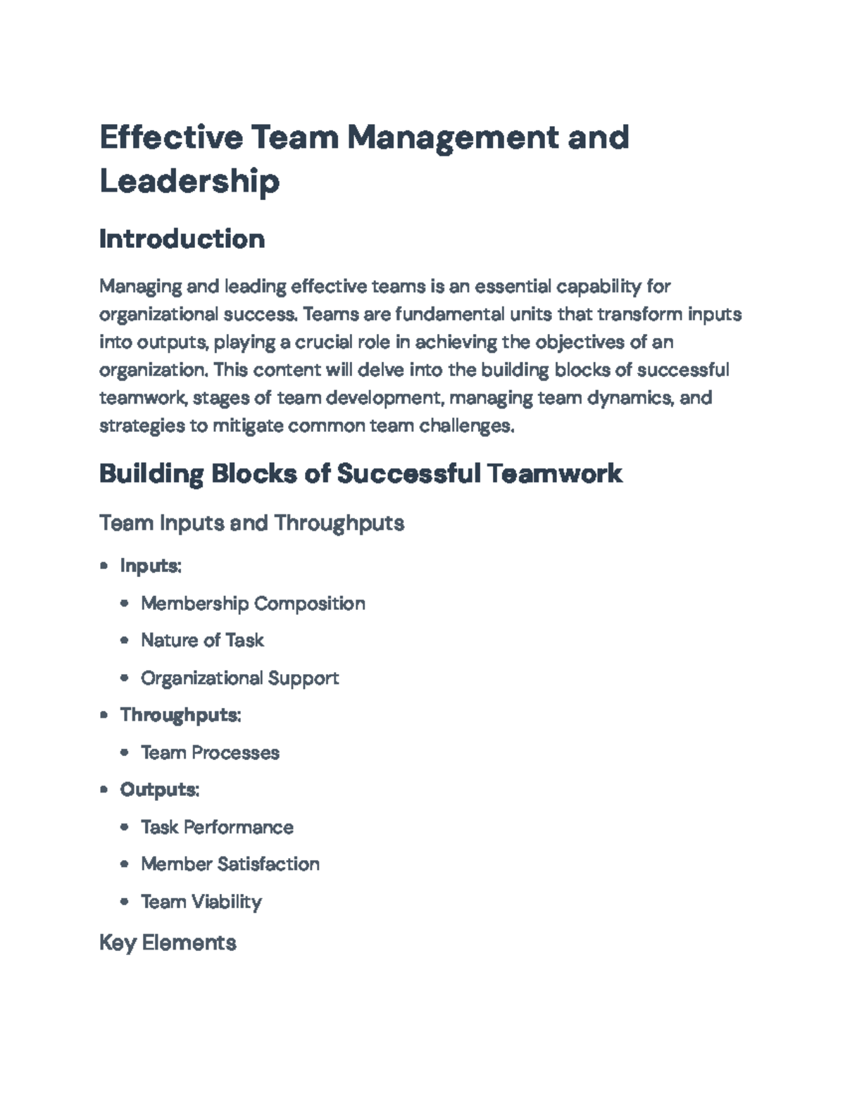 Effective Team Management and Leadership (Course Code) Notes ...