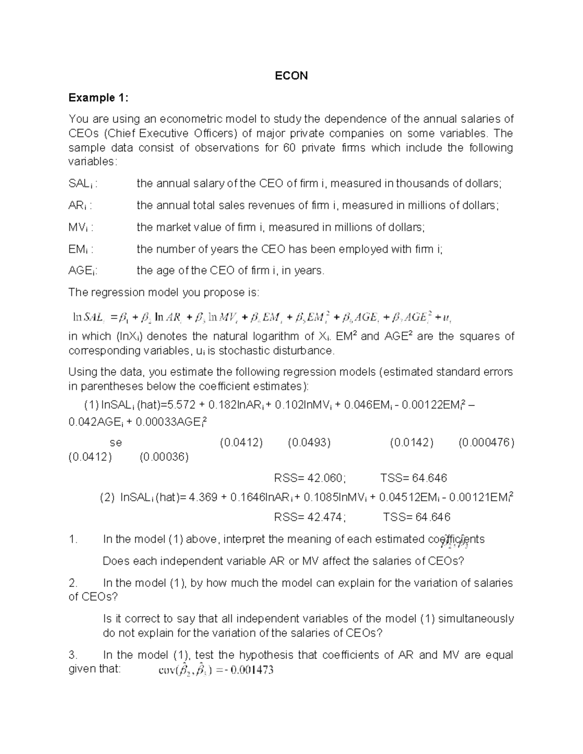 Example-2 - zzzzzzzzzzzzzzzzzzz - ECON Example 1: You are using an ...