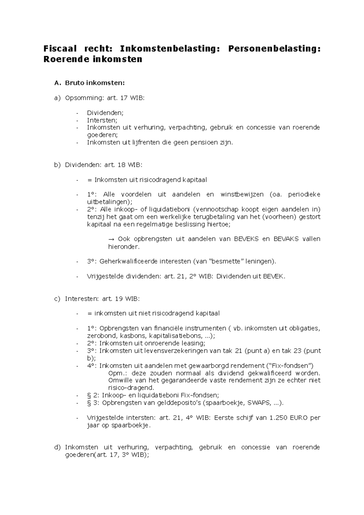 Schema's van inkomstenbelasting, personenbelasting en roerende ...