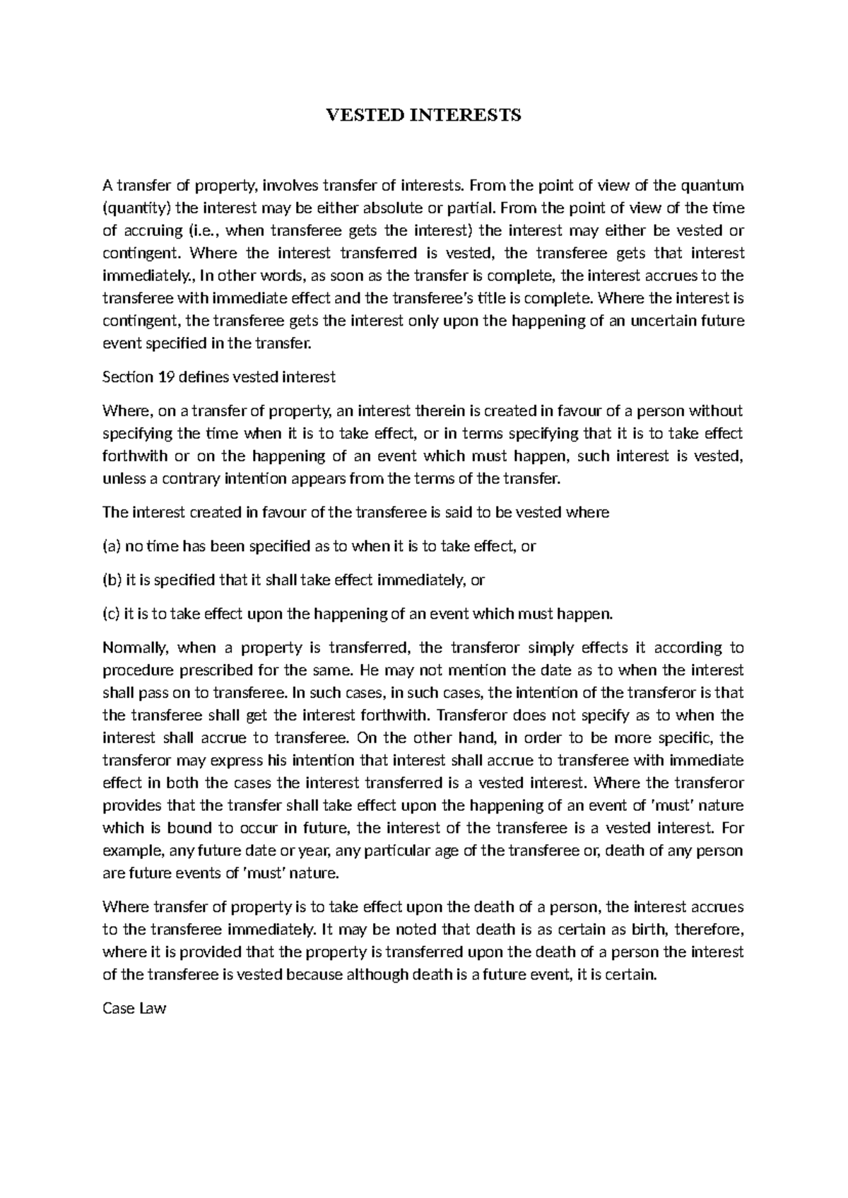 Vested Interests in Property Transfer: Understanding Legal Implications ...