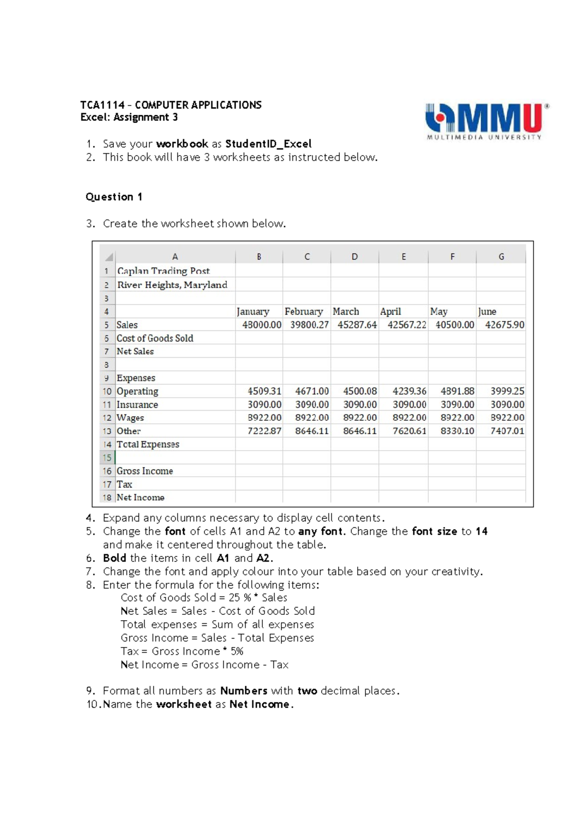 COMPUTER APPLICATIONS Excel: Assignment 3 Term 2530 Guide - Studocu