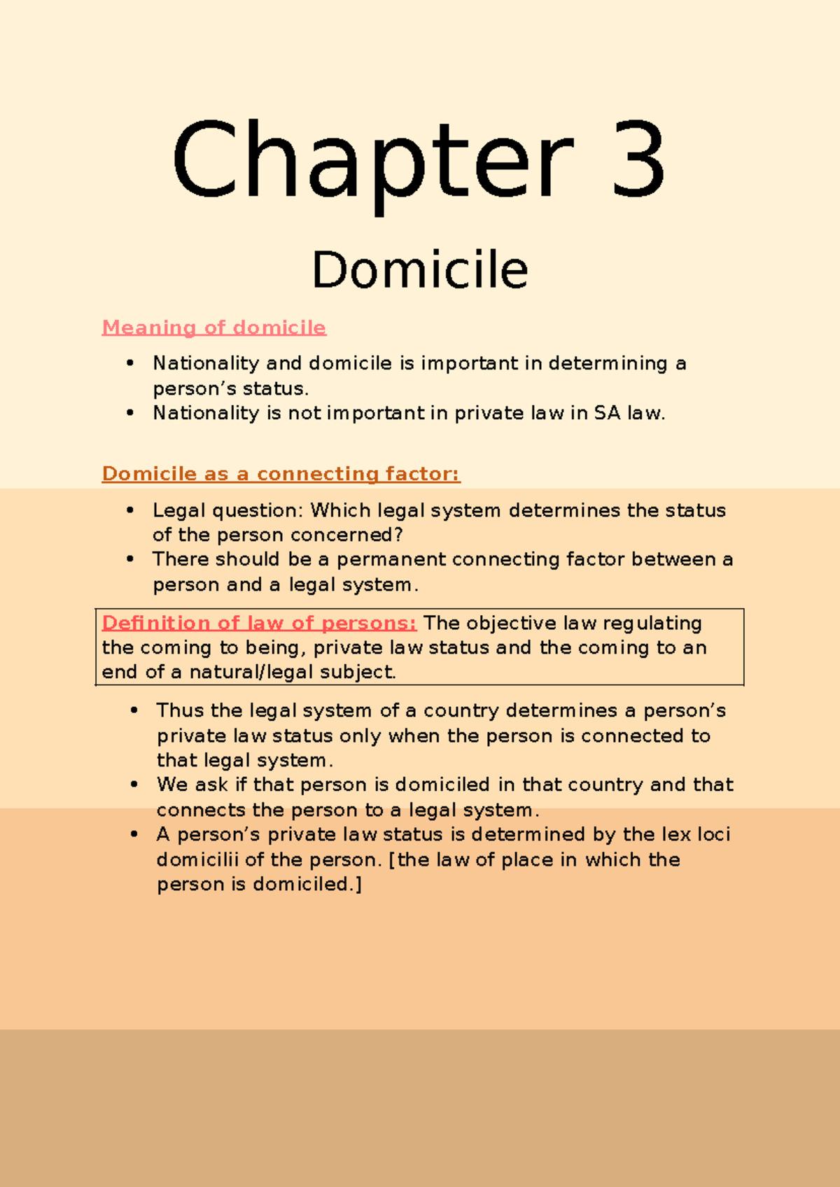Chapter 3 PSR Notes: Understanding Domicile and Legal Status - Studocu
