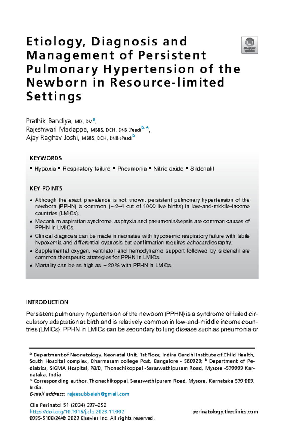 Etiology, Diagnosis & Management of PPHN in Resource-Limited Settings ...