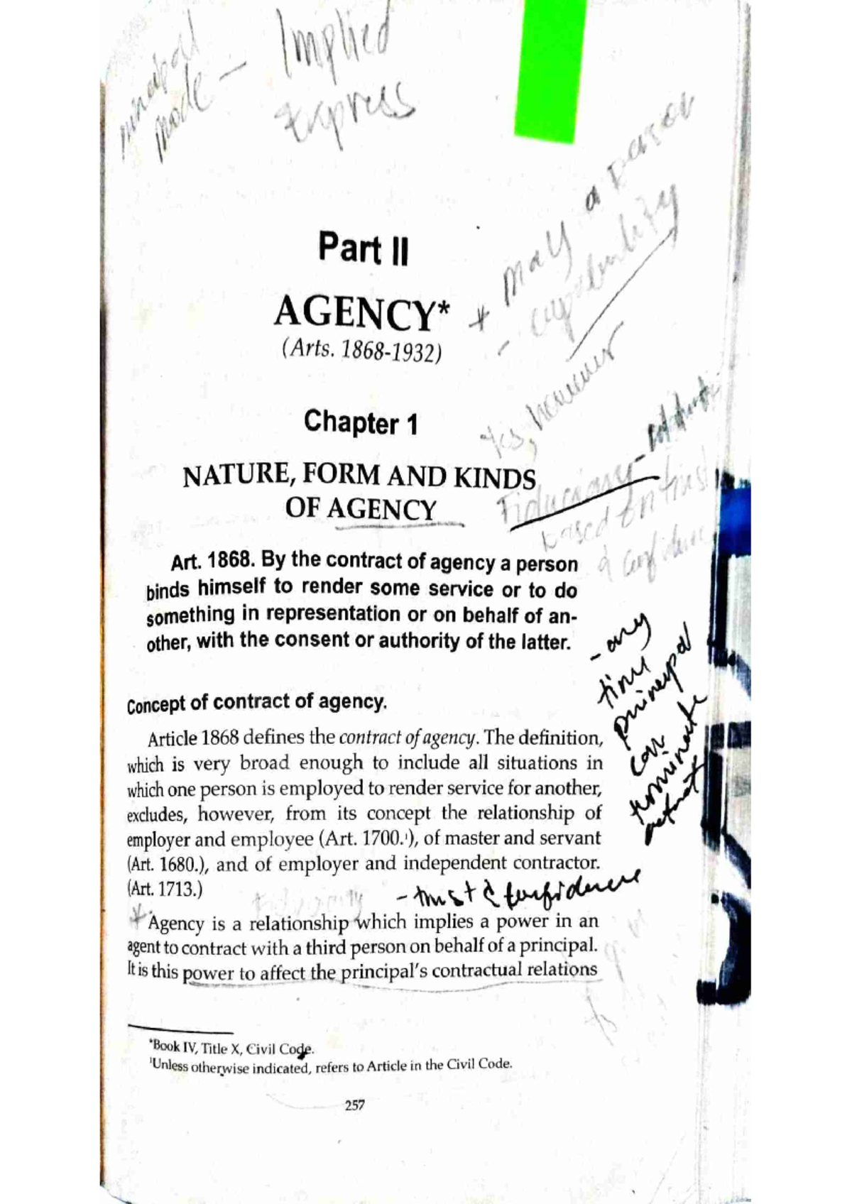 Law 101: Nature, Form, and Kinds of Agency - Chapter 1 Overview - Studocu
