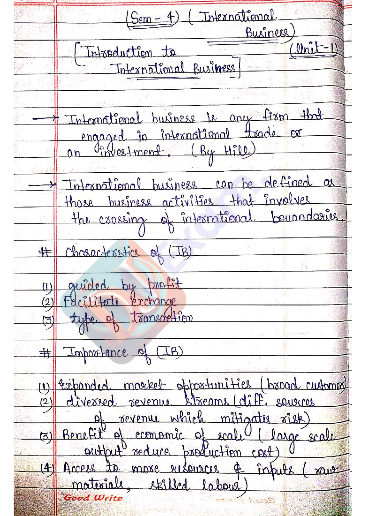 (Sem 4) International Business Notes: Unit 1 Overview for Exam - Studocu