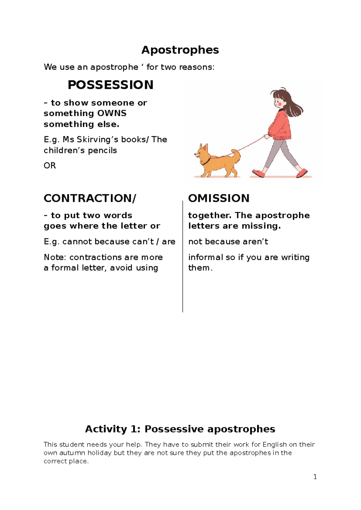 Apostrophes Consolidation: Understanding Possession & Contraction - Studocu