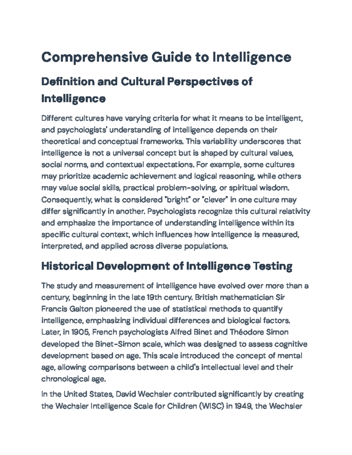 Comprehensive Overview of Intelligence Testing & Cultural Implications ...