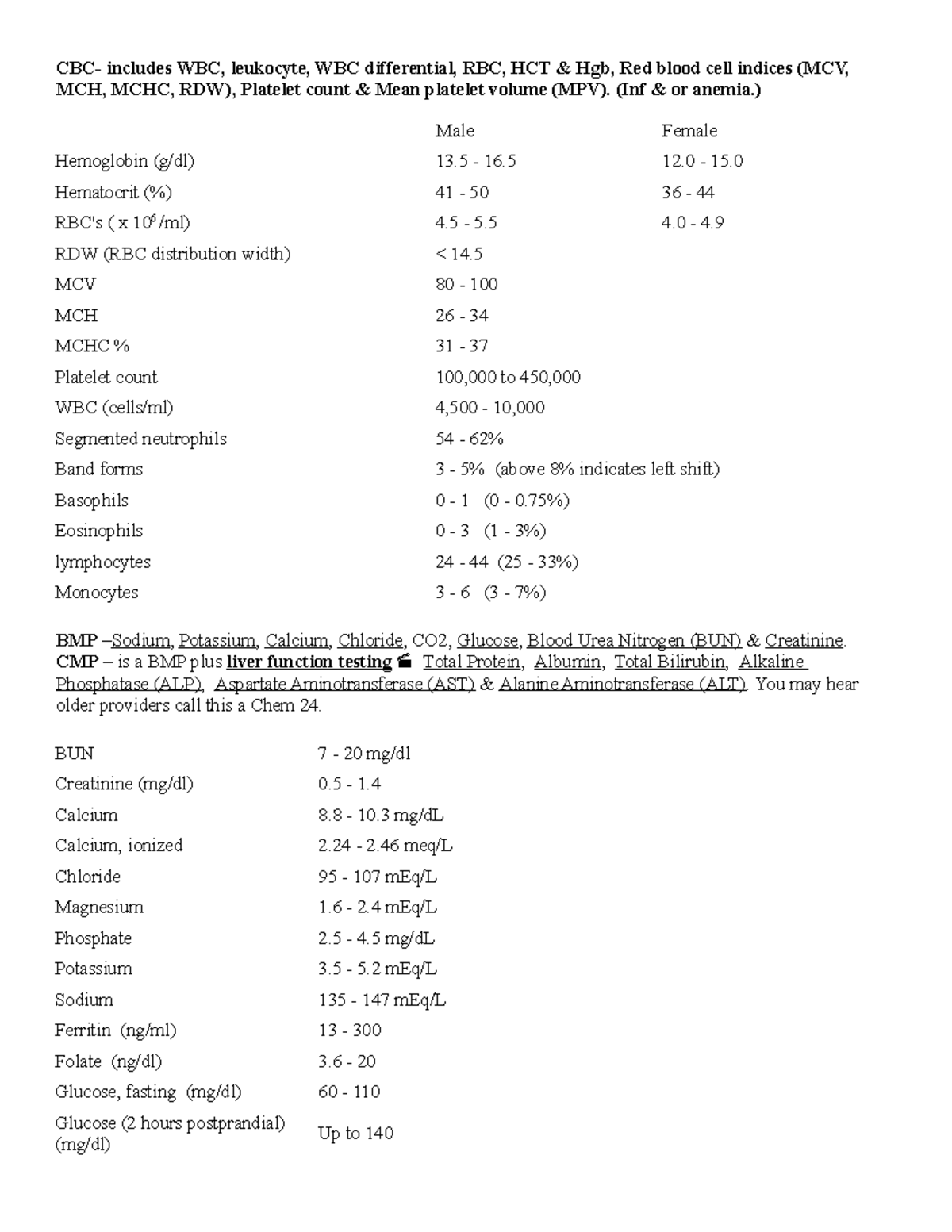 Lab Diagnostic Testing - CBC- includes WBC, leukocyte, WBC differential ...