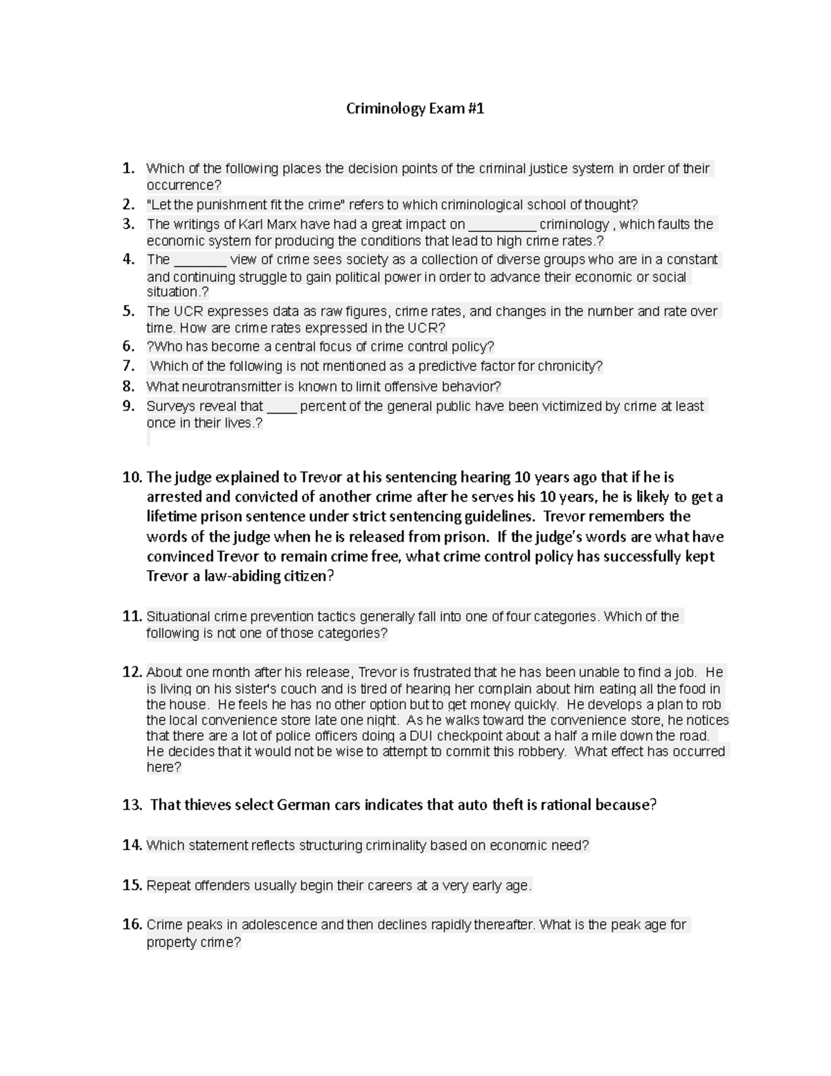 Crim 101 Final Exam Study Guide - Key Topics & Questions - Studocu