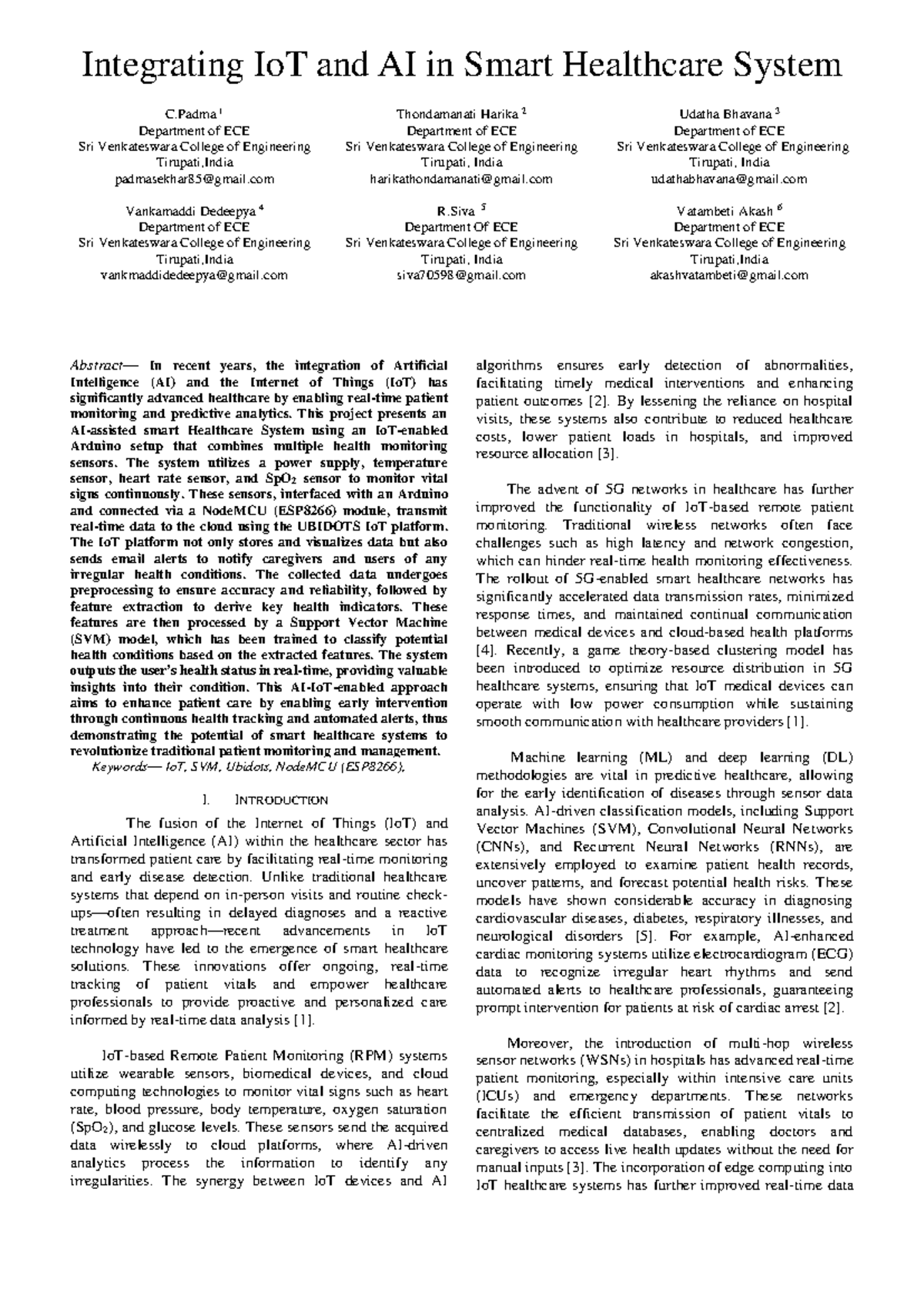 Smart Healthcare System: Integrating IoT & AI for Enhanced Monitoring ...