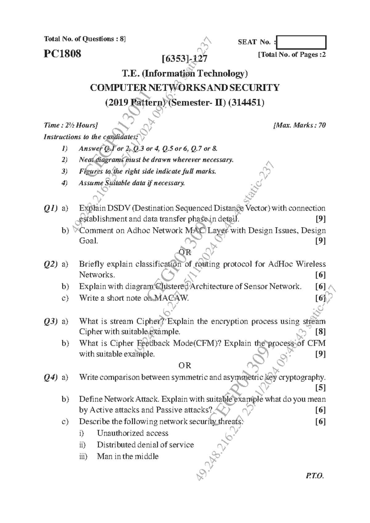 COMPUTER NETWORKS AND SECURITY (314451) Midterm Exam Notes - Studocu