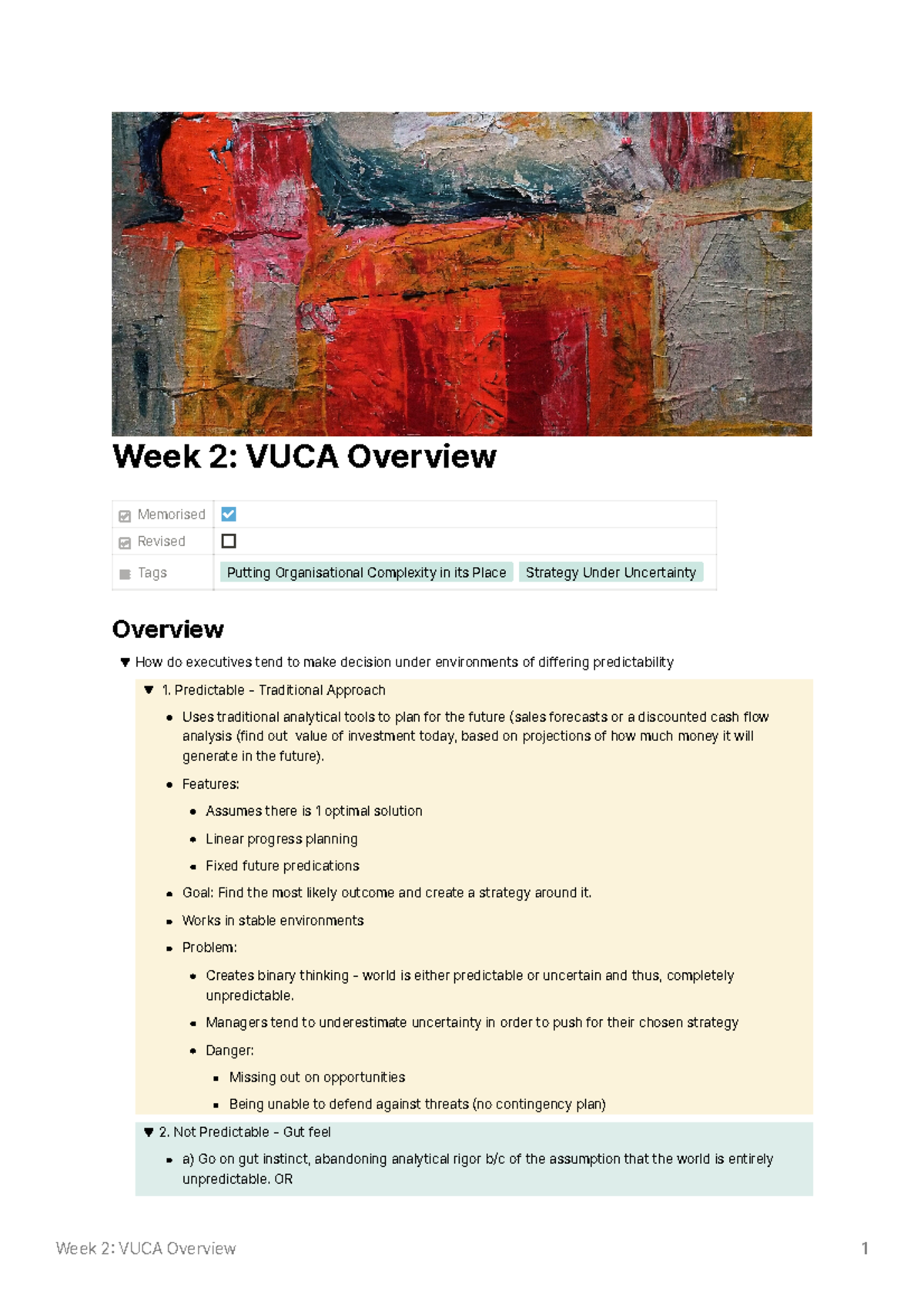 VUCA Week 2 VUCA Overview - complexity and uncertainty - Week 2: VUCA ...