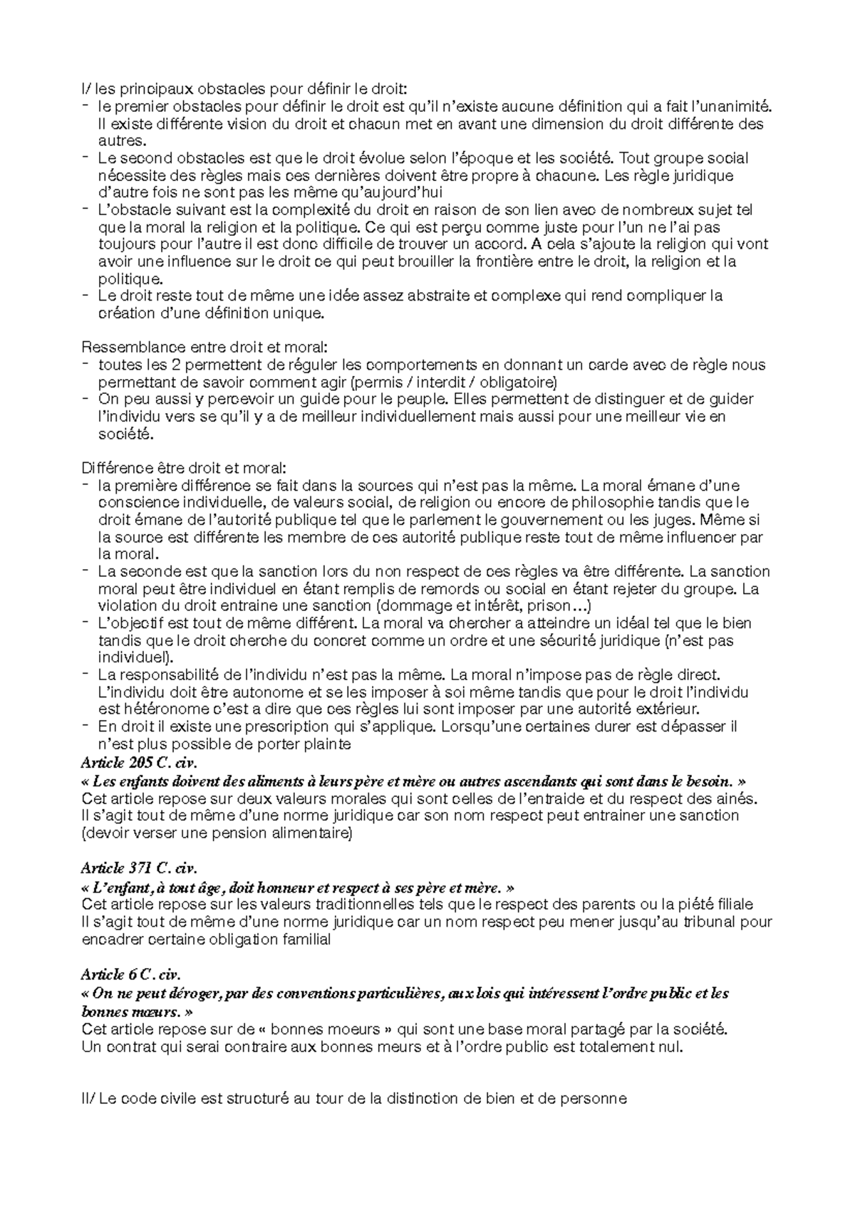 Td Intro au Droit : Obstacles à la Définition du Droit et Morale - Studocu