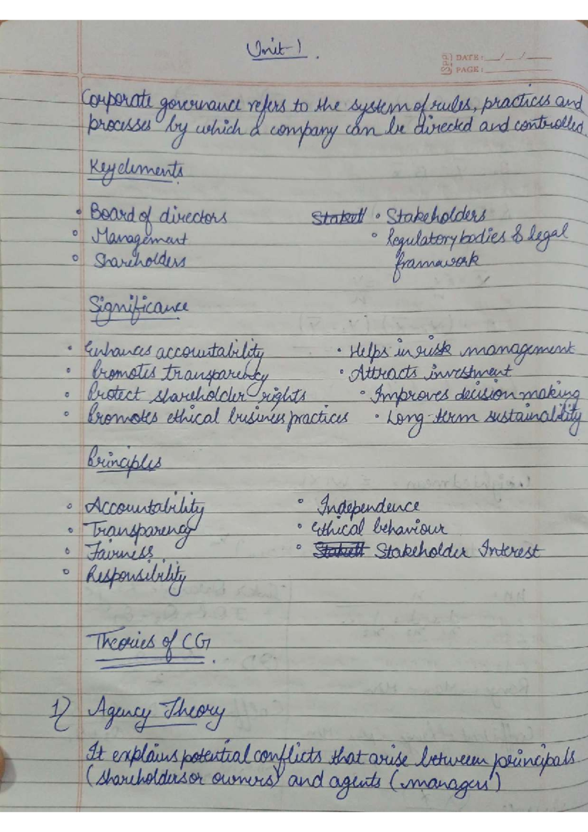 Corporate Governance Theories and Models (Course Code: CG101) - Studocu