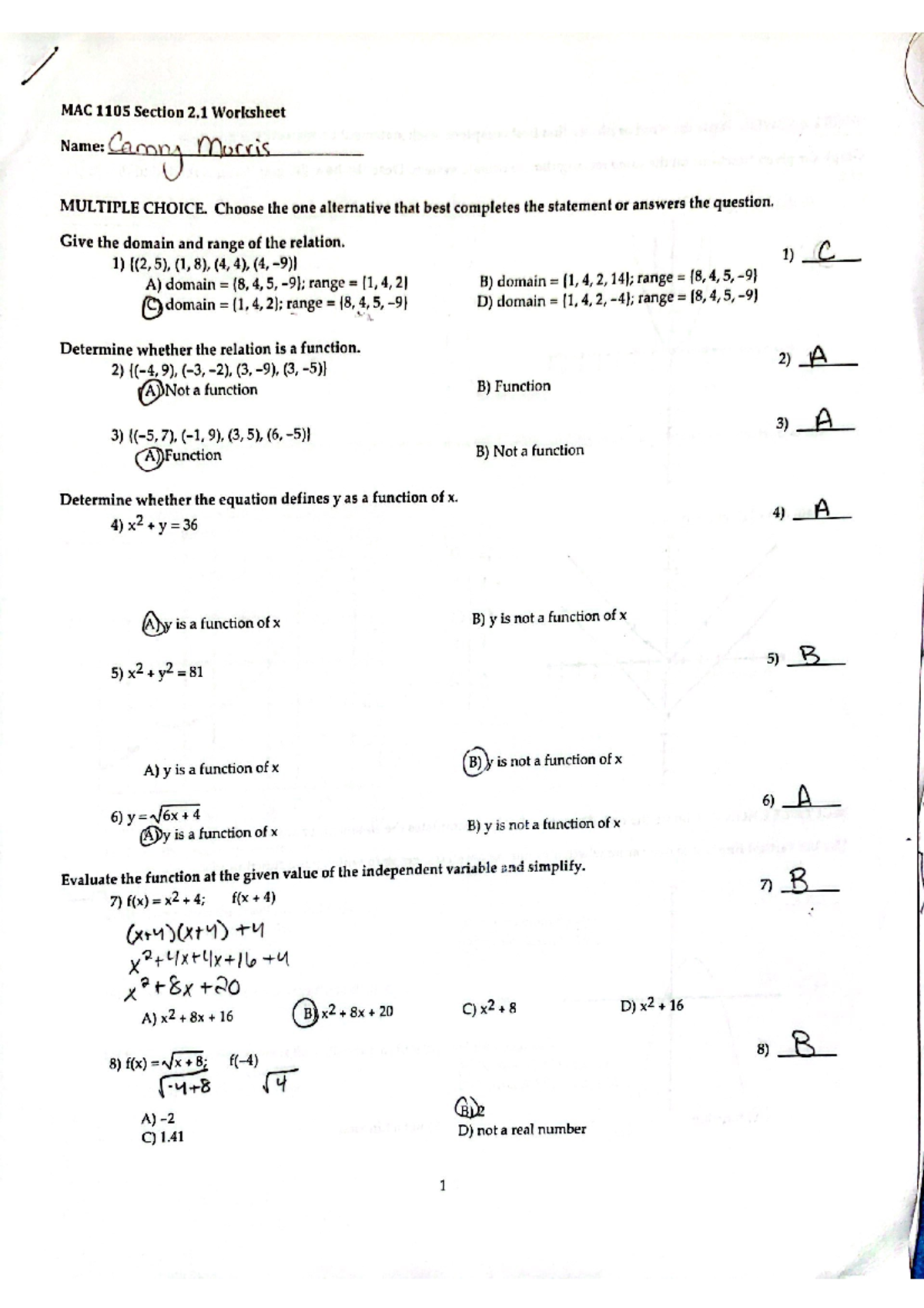 MAC 2.1 WS - FGCU - MAC 1105 Section 2 Worksheet Name: Camy Murris ...