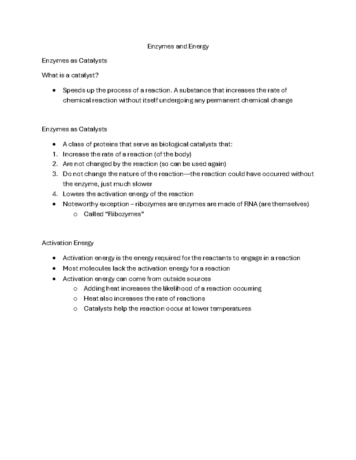 Enzymes as Catalysts: Understanding Energy and Reaction Rates in ...