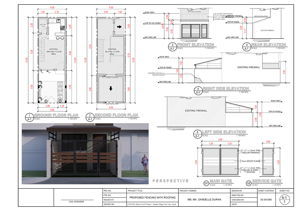 A1 - Architecture Fence Plan with Elevations and Details - Studocu