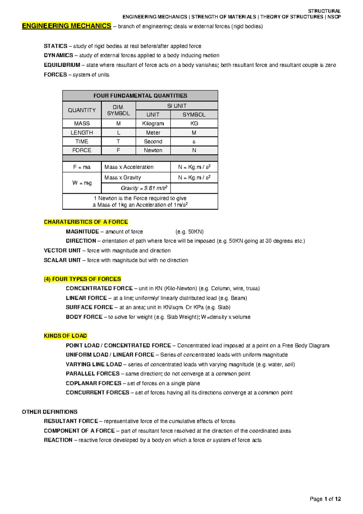 Structural engineering mechanics: Strength of materials theory NSCP ...