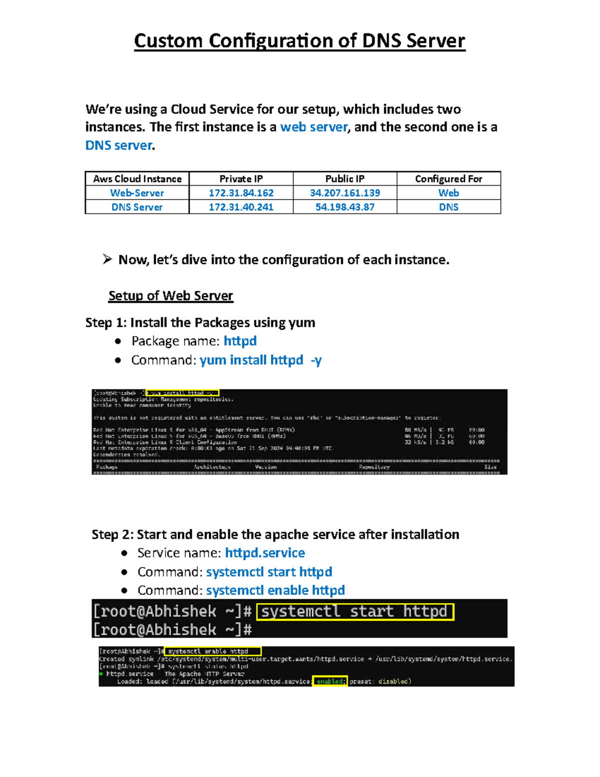 Custom Configuration of DNS Server for Web Setup (AWS) - Studocu