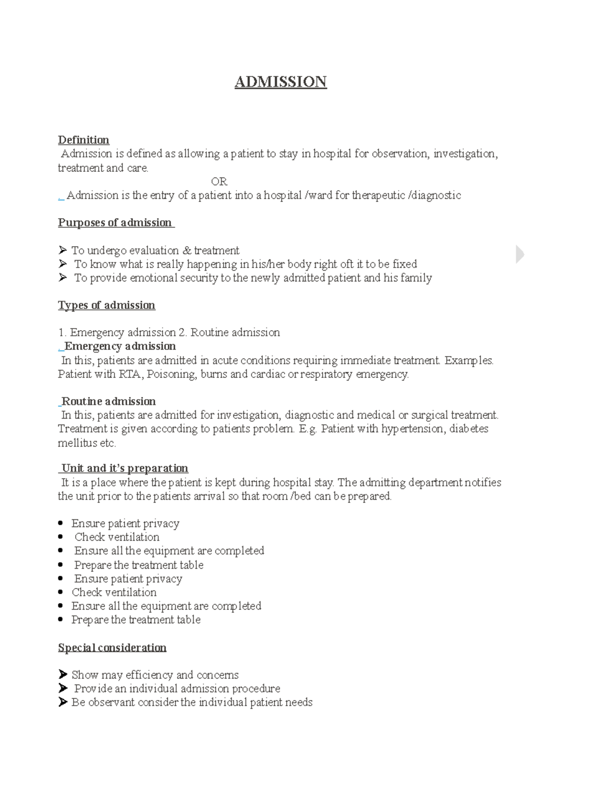 Admission and Discharge Notes: Procedures and Responsibilities for ...