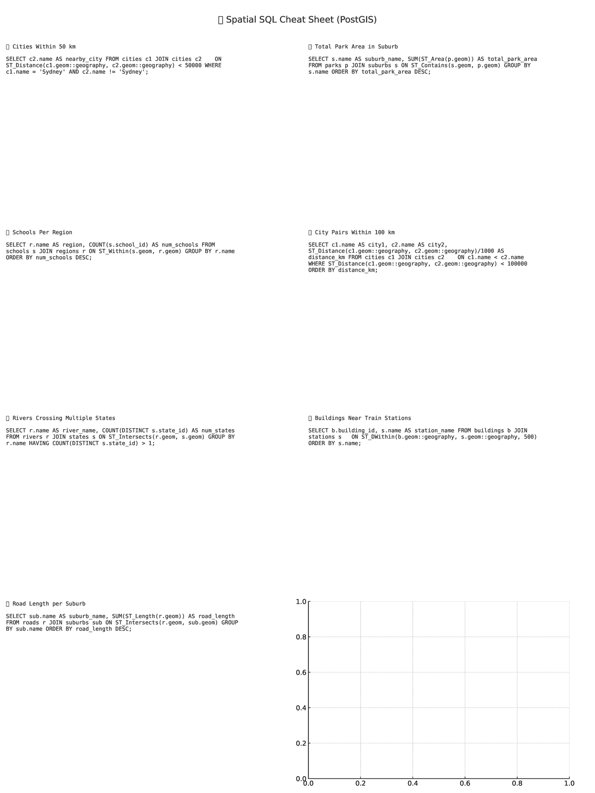Spatial SQL Cheat Sheet (PostGIS): Key Queries for Cities & Parks - Studocu