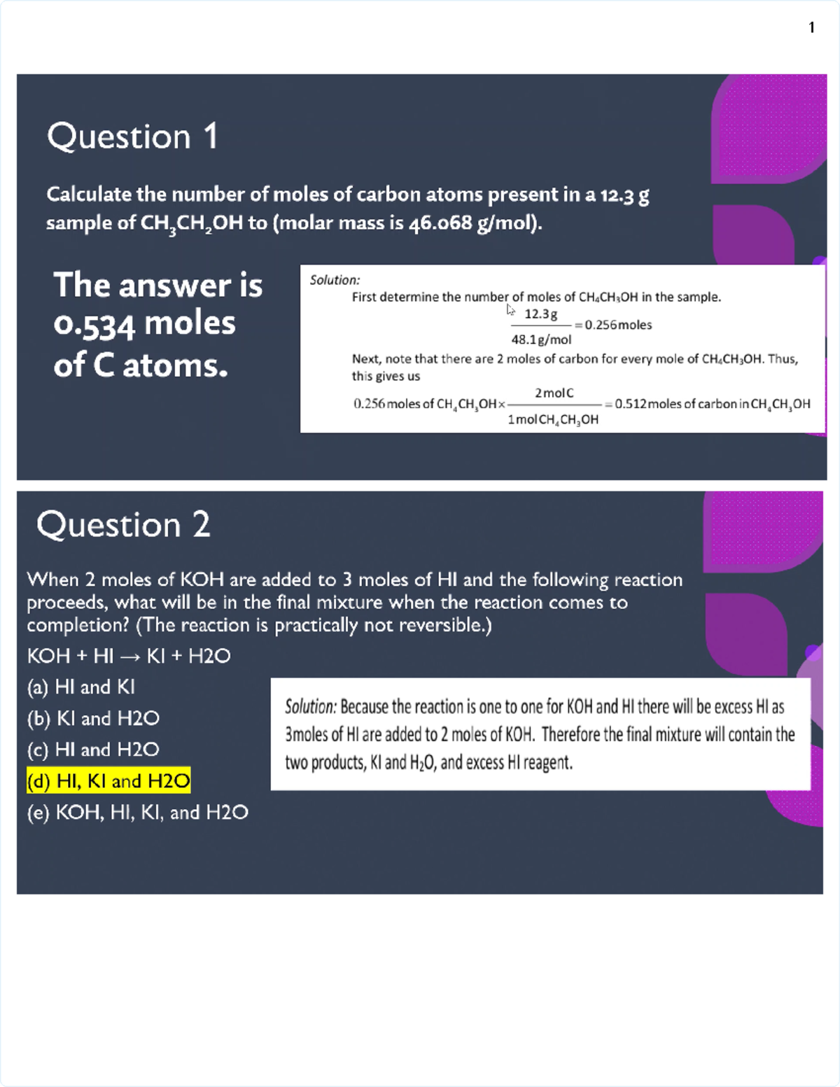 Chem Mock Midterm Exam Answers - Question 1 Calculate the number of ...
