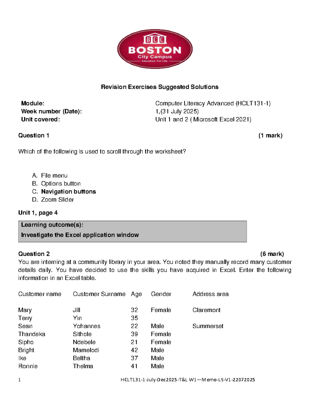 HCLT131 Computer Literacy Advanced 1 Revision Exercises Solutions - Studocu