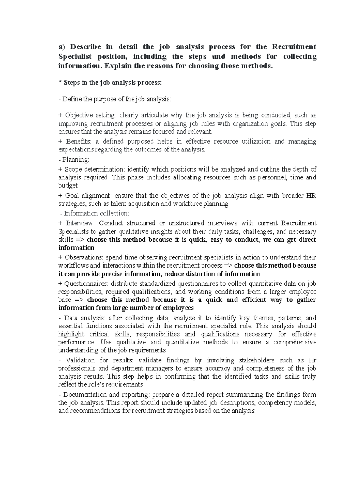 HRM 501: Comprehensive Job Analysis for Recruitment Specialists - Studocu