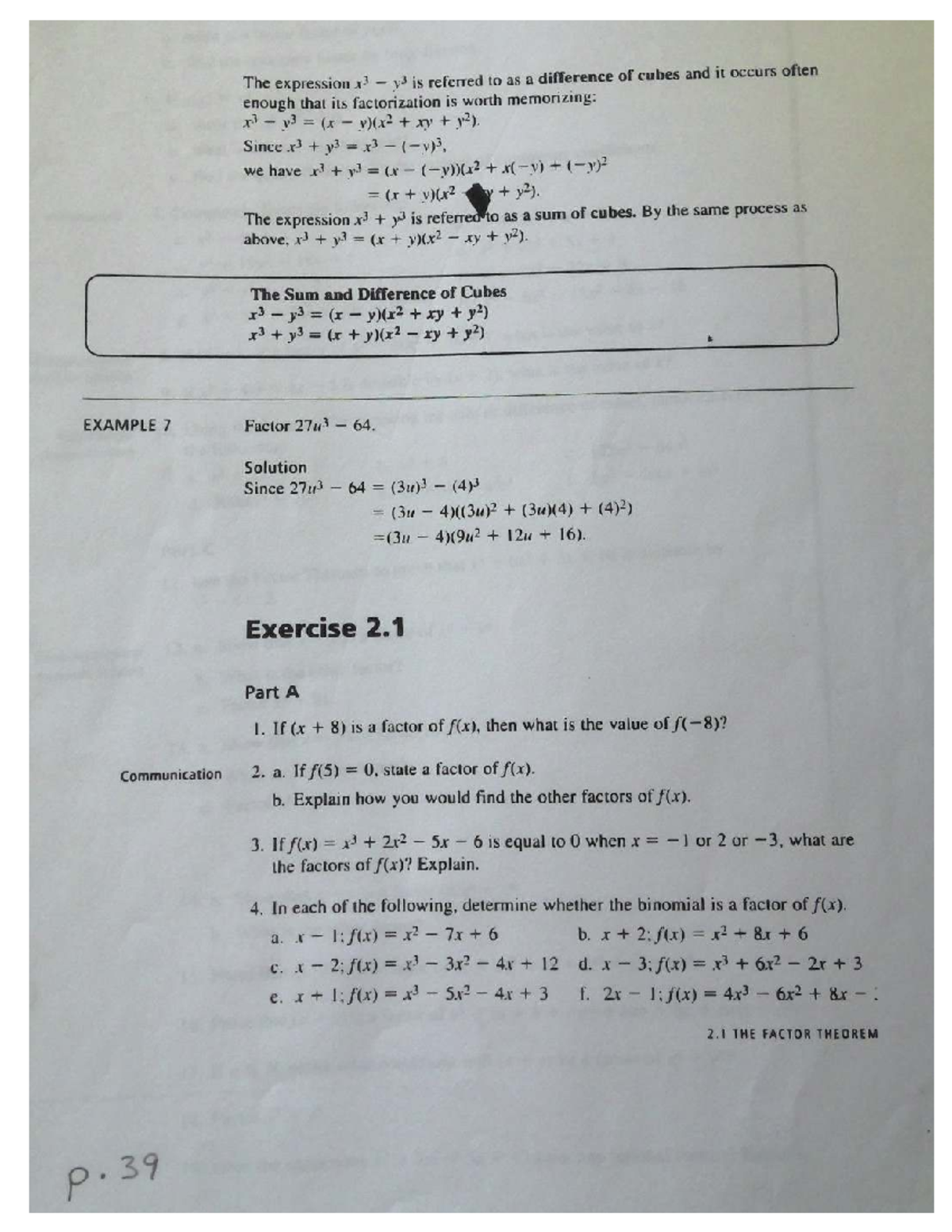 Final Exam Study Guide for Course CODE 101: Sum & Difference of Cubes ...