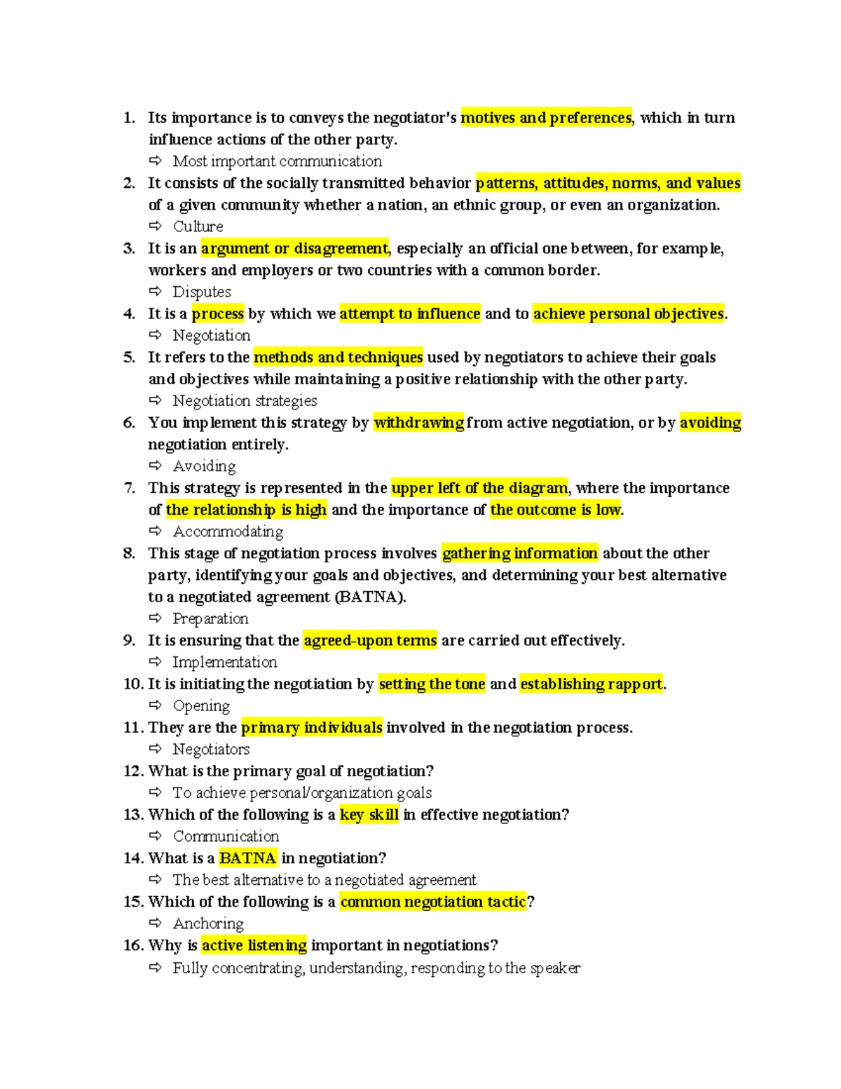 Quiz mẫu ôn Negotiation - (0 points) How much to believe of what the ...