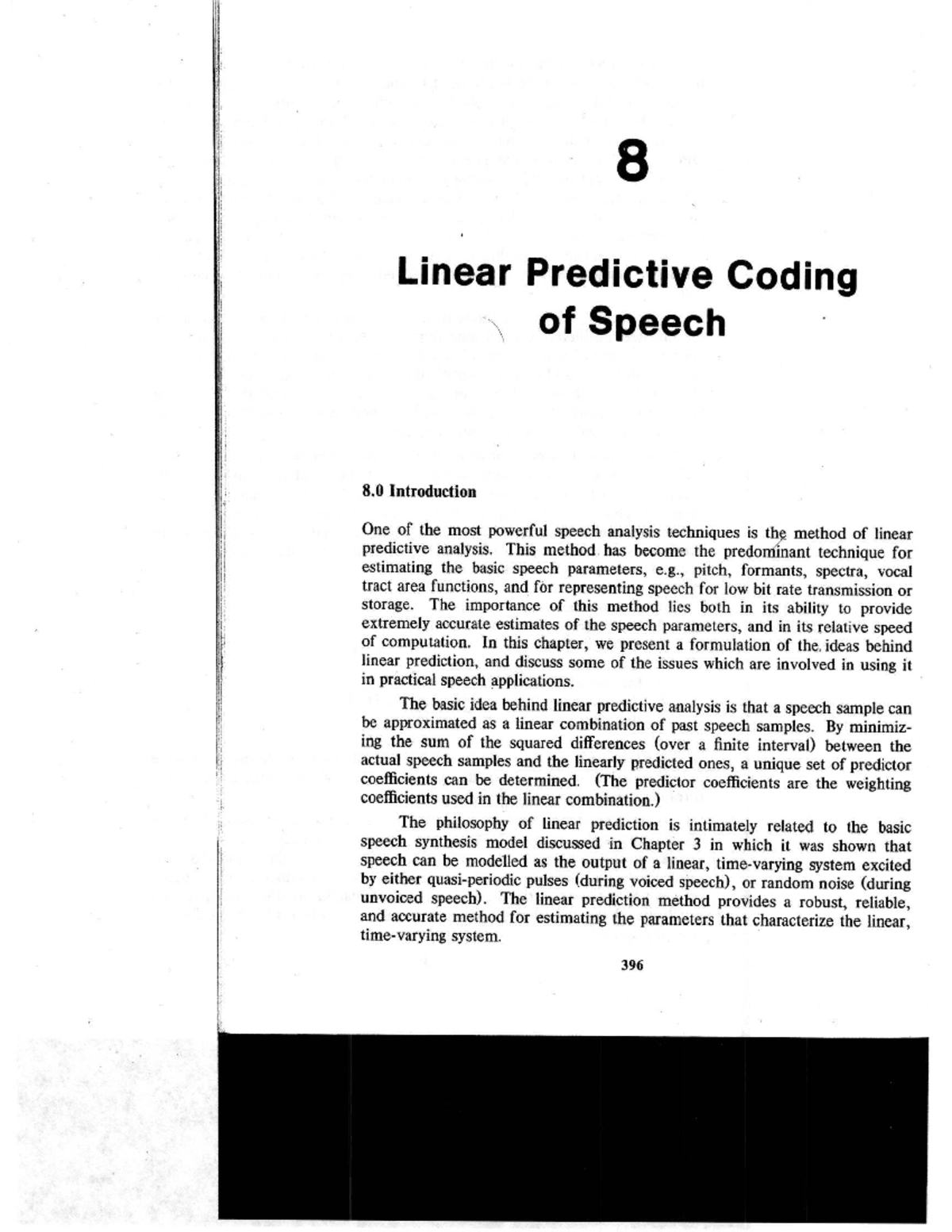 LPC 8: Linear Predictive Coding of Speech Techniques and Applications ...
