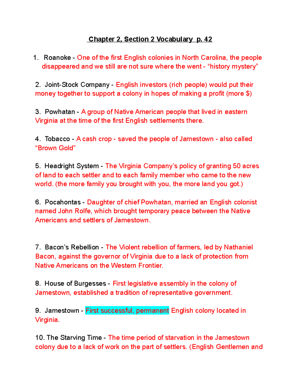 Chapter 2 Vocabulary Terms - Key Concepts for Understanding - Studocu