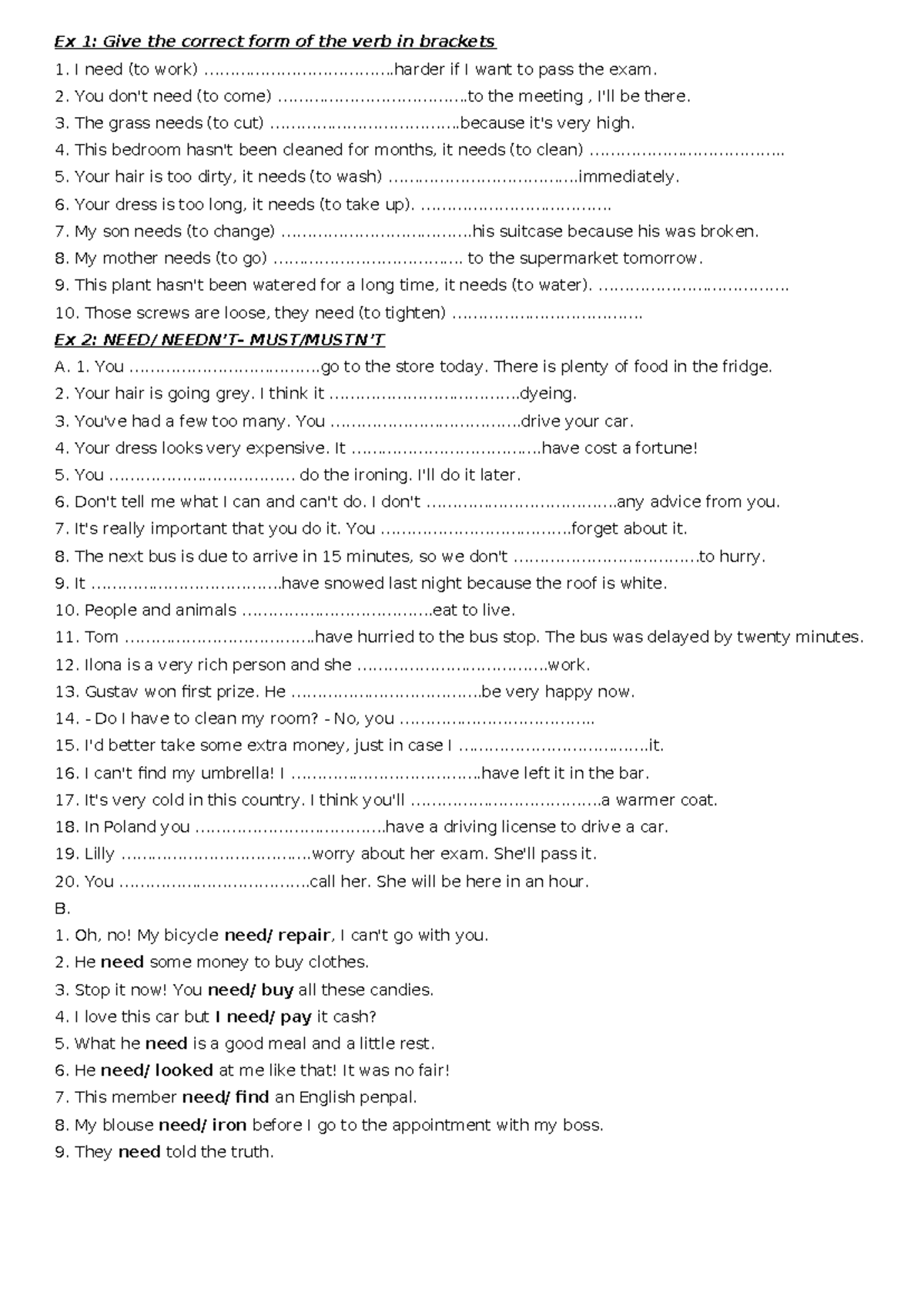 Perfect Modal Verb Exercises (EDU 101) - Studocu