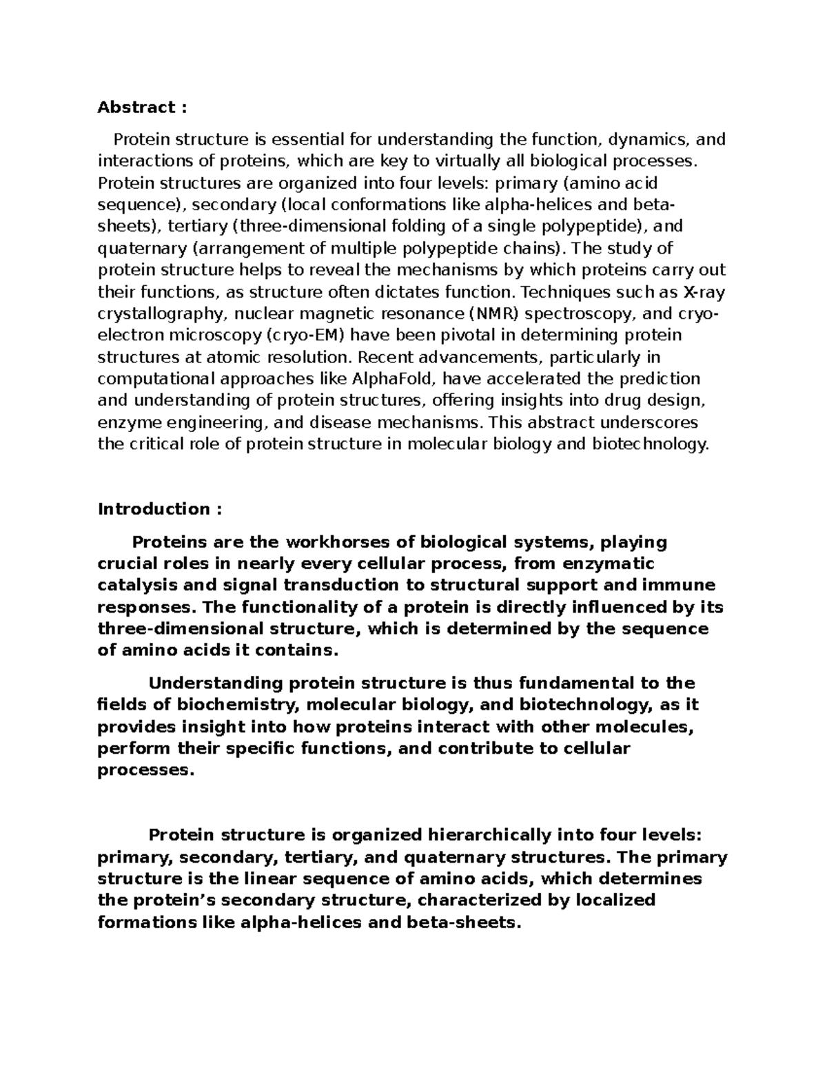 ICB case study - Use information - Abstract : Protein structure is ...