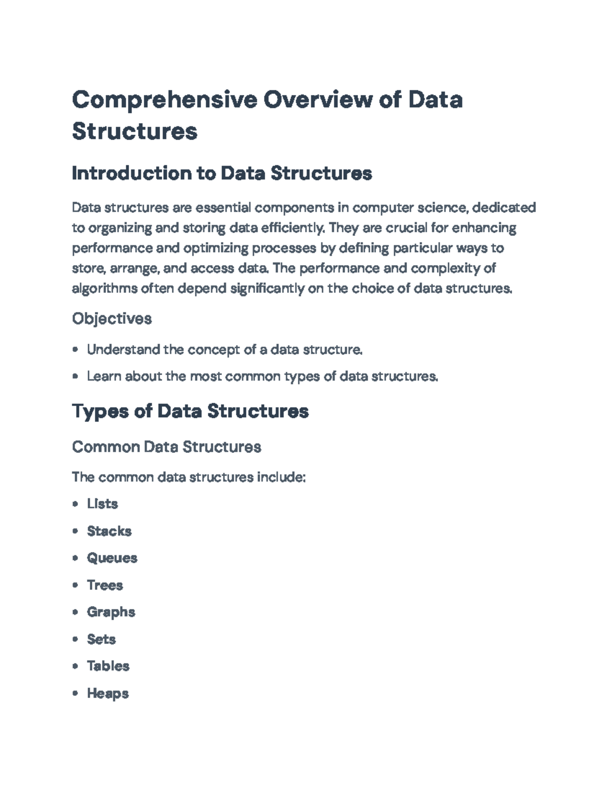 Comprehensive Overview of Data Structures: Types and Applications ...