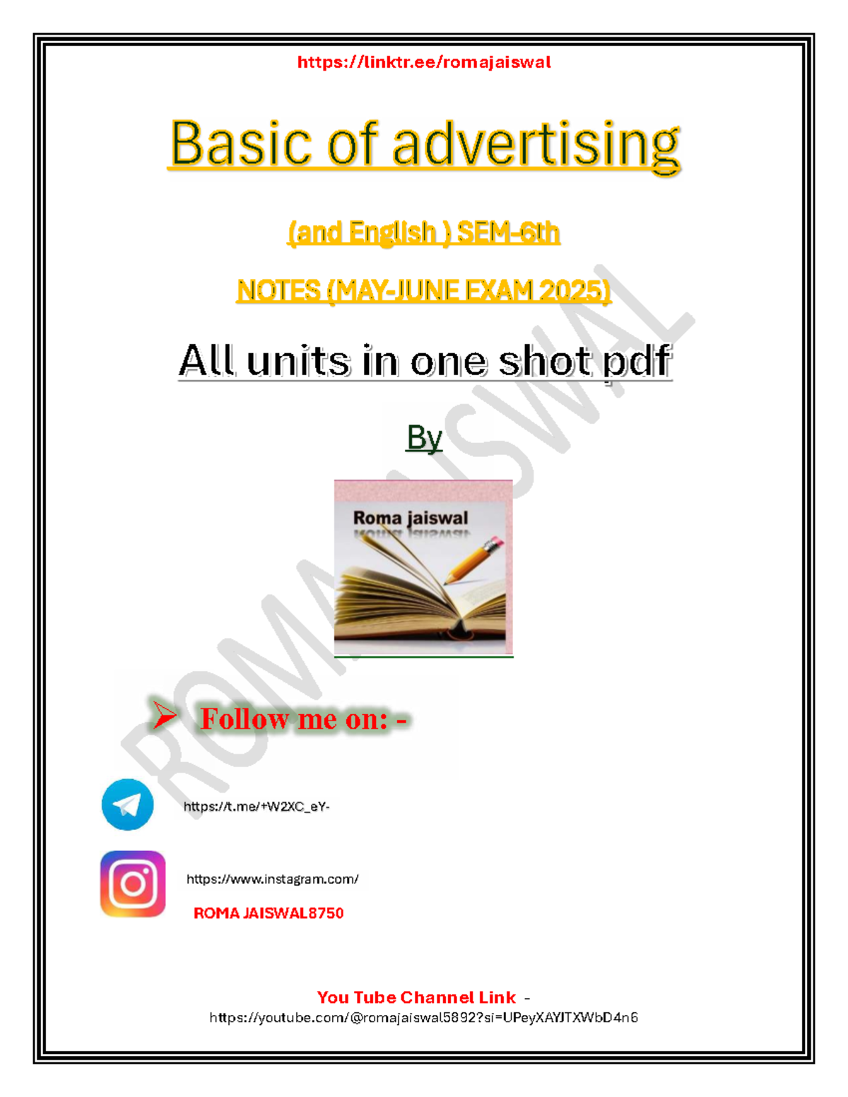 Basic Concepts of Advertising: Unit 1 Overview for ENG SEM-6 - Studocu