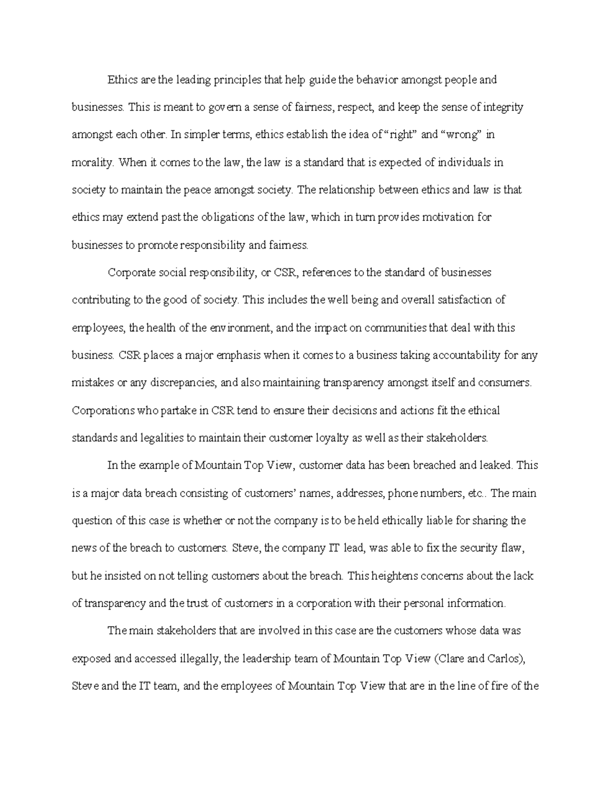 5-2 Project Two Report - Ethics are the leading principles that help ...