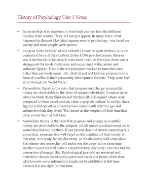 History of Psychology Unit 1 Notes - Studocu