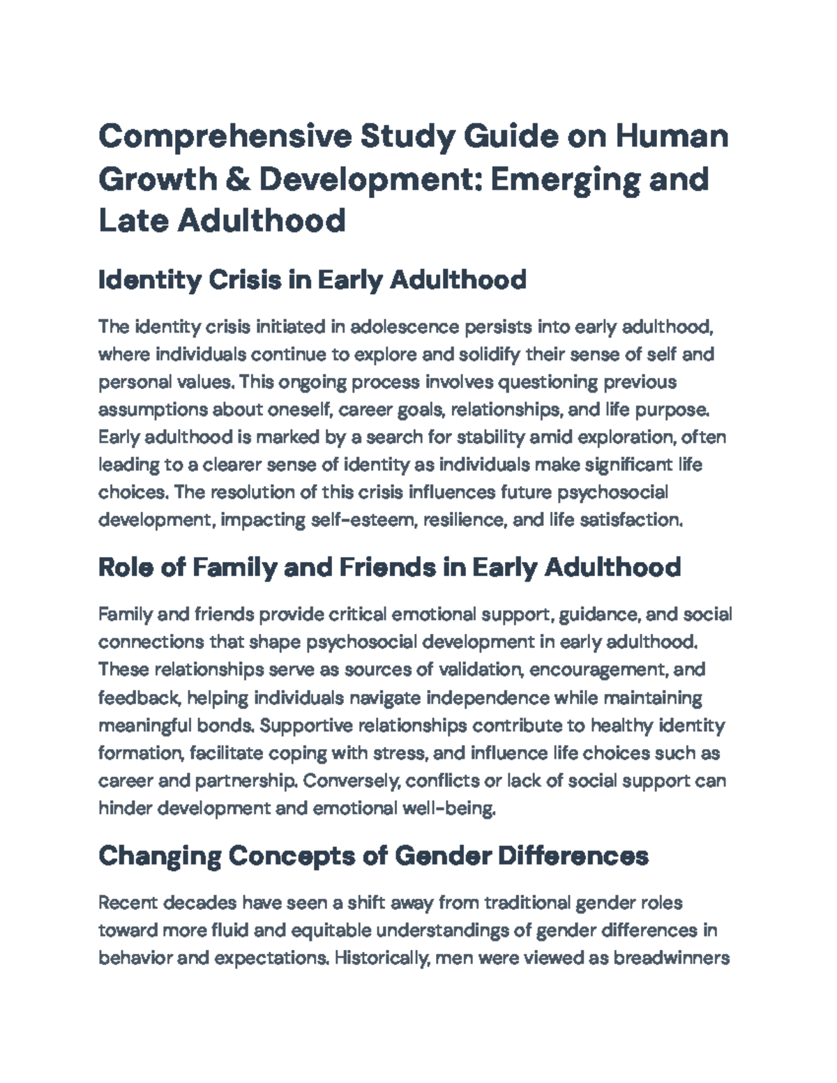 Comprehensive Study Guide on Human Growth & Development (PSY 101 ...