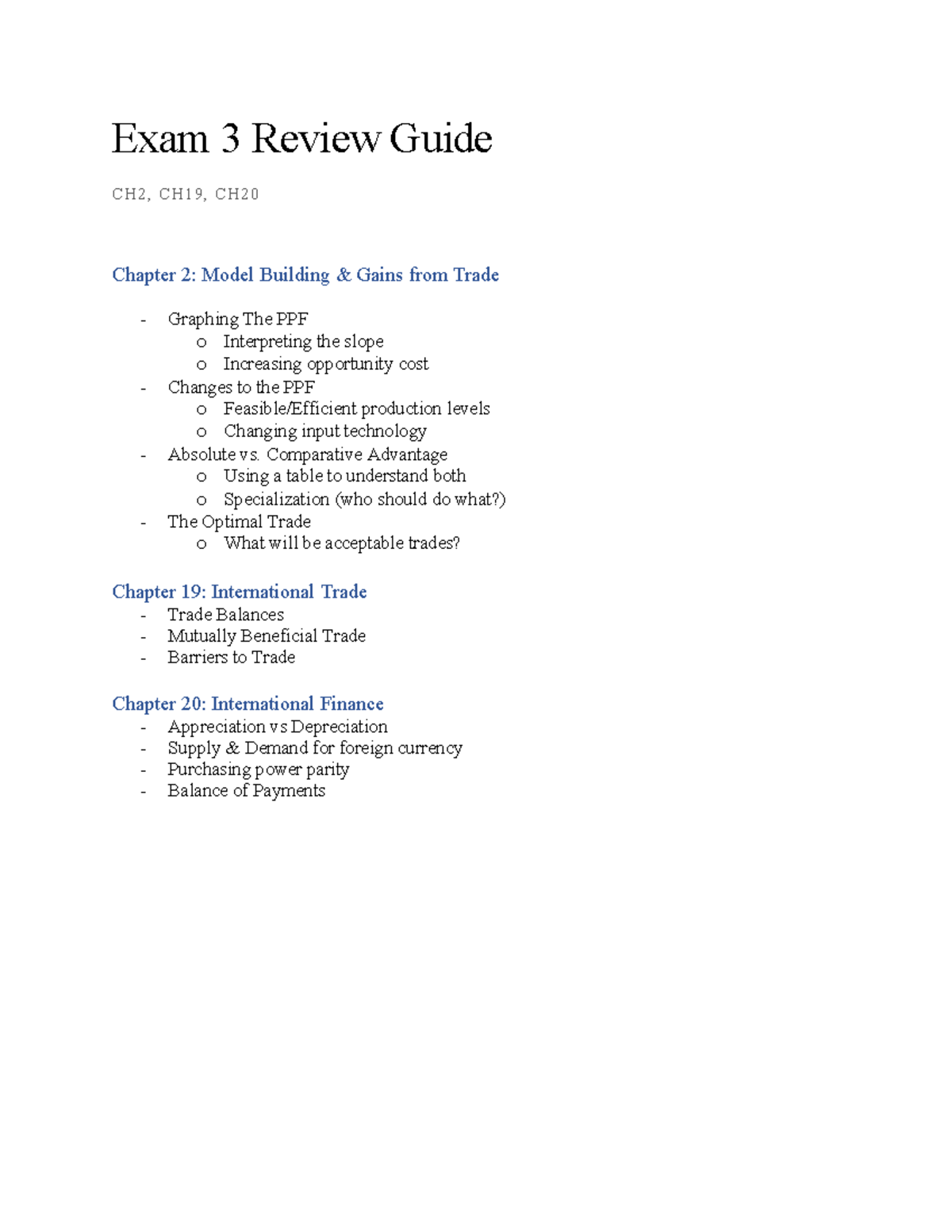 Exam #3 Review Guide - Exam 3 Review Guide CH2, CH19, CH Chapter 2 ...