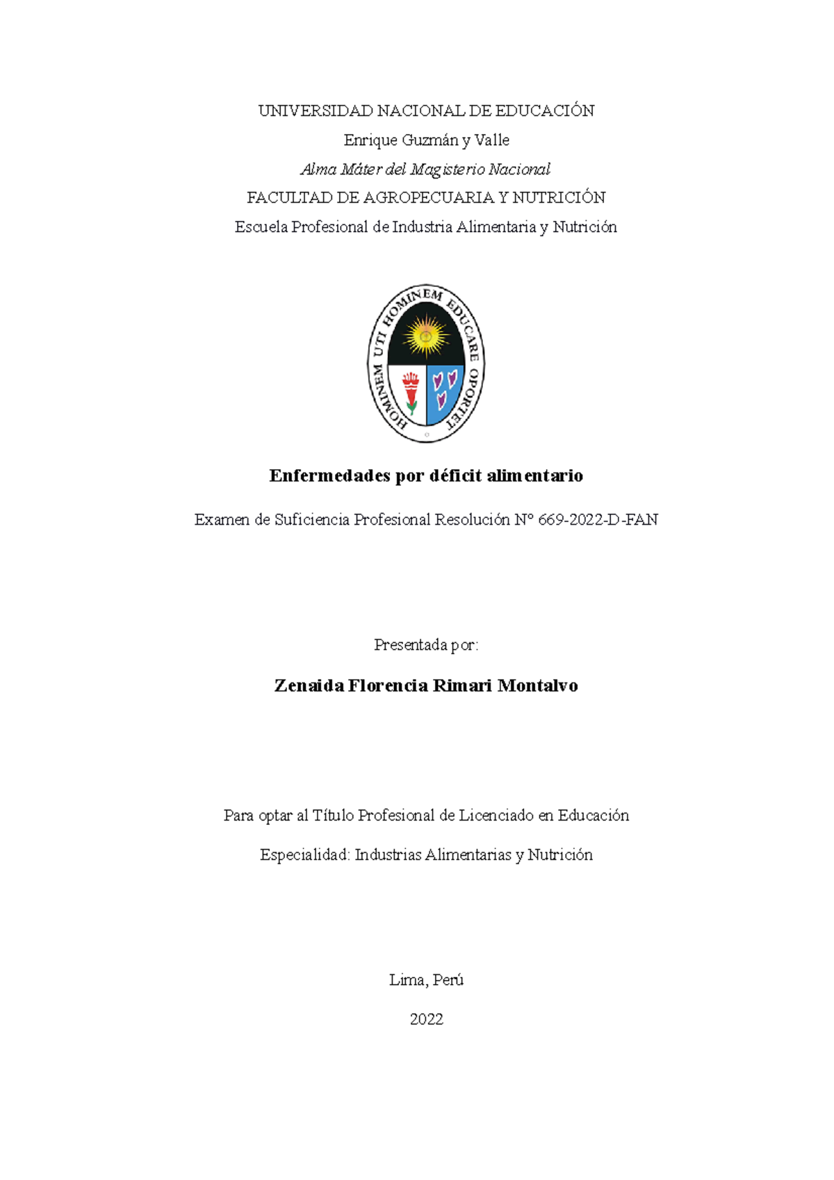 Monografía sobre Enfermedades por Déficit Alimentario - Zenaida Rimari ...