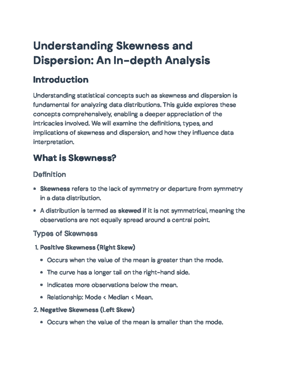 Understanding Skewness and Dispersion in Statistical Analysis ...