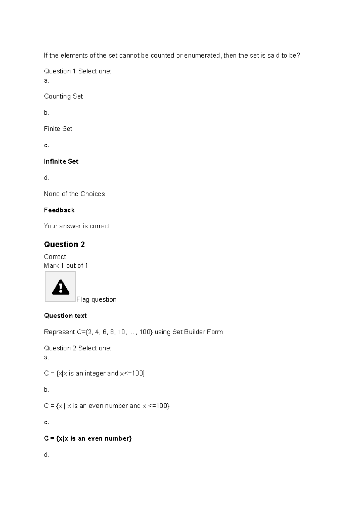 DS1 - Midterm Quiz 1: Set Theory Concepts and Questions - Studocu